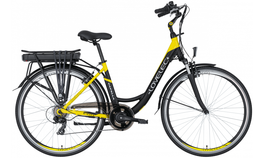 Mestský elektrobicykel LOVELEC Capella Black/Yellow 2024